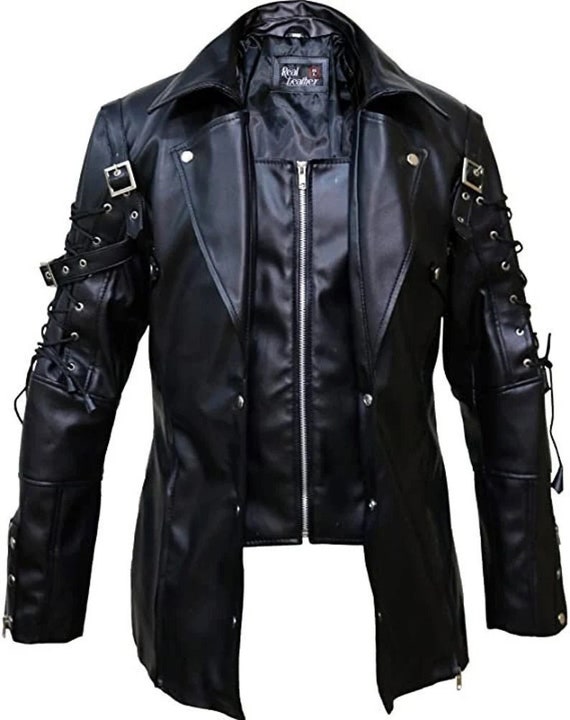 Mens Handmade Steampunk Black Long Leather Trench Coat in - Etsy