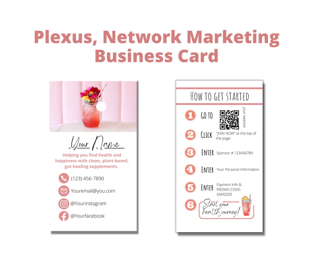 Plexus Business Cards, Network Marketing Business Cards, Customizable