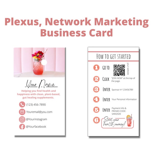 Plexus Business Cards, Network Marketing Business Cards, Customizable Business Card, QR code