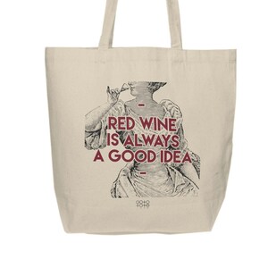 Red Wine Lovers Gift Tote Bag, Winery Tasting Tour or Hostess Party Favor, Girl Trip Souvenir, Funny Grocery Shopping Shoulder Bag
