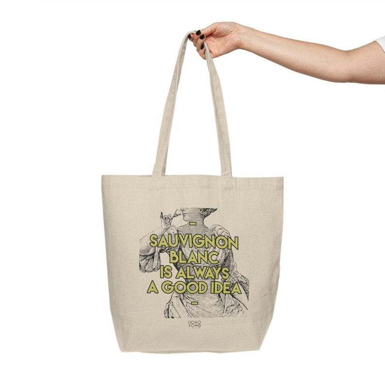 Sauvignon Blanc Wine Lovers Gift Tote Bag, Winery Tasting or Hostess Party Favor, Girl Trip Souvenir, Funny Grocery Shopping Shoulder Bag image 1