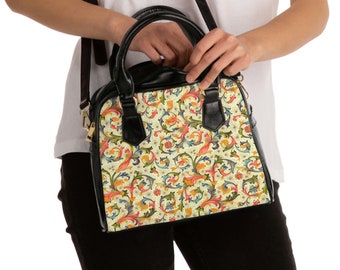 Shoulder Handbag with Traditional Italian Florentine Design, Classic Tuscan Floral Pattern, Stylish Gift for Her, Perfect Mother's Day Gift