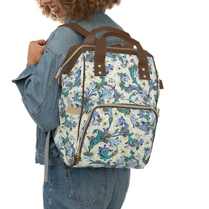 Baby Diaper Bag Traditional Italian Florentine Design, Classic Tuscan Floral Pattern, Gift for New Mom, Multifunctional Backpack or Rucksack