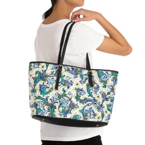 Vegan Leather Shoulder Bag with Traditional Italian Florentine Design, Classic Tuscan Floral Pattern, Gift for Her, Mother&#39;s Day Gift