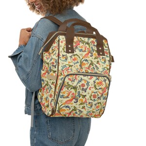Baby Diaper Bag Traditional Italian Florentine Design, Classic Tuscan Floral Pattern, Gift for New Mom, Multifunctional Backpack or Rucksack