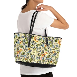 Vegan Leather Shoulder Bag with Traditional Italian Florentine Design, Classic Tuscan Floral Pattern, Gift for Her, Mother&#39;s Day Gift