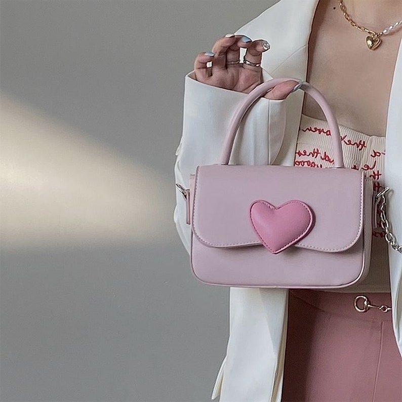 Heart Handbag Pink Messenger Bag Pastel Crossbody Bag Etsy