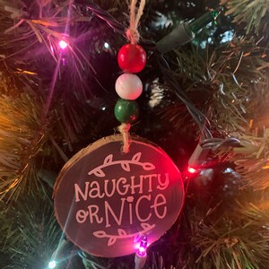 Wooden Holiday Ornament-Christmas Ornaments Handmade- Naughty vs. Nice Ornament