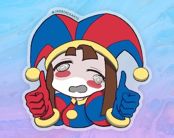 Sticker TADC Pomni 3" | Glanzende transparante vinylsticker The Amazing Digital Circus