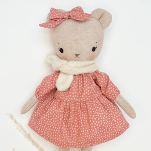 Bear Stuffed Animal Digital PDF Pattern & Instructions - comprend des patrons de vêtements! Coton lin - crèche, enfant, bébé, bricolage