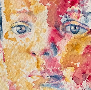 Triadic Potrait Custom Hand Painted Watercolor Portrait Triadic Colors Loose Watercolor ...