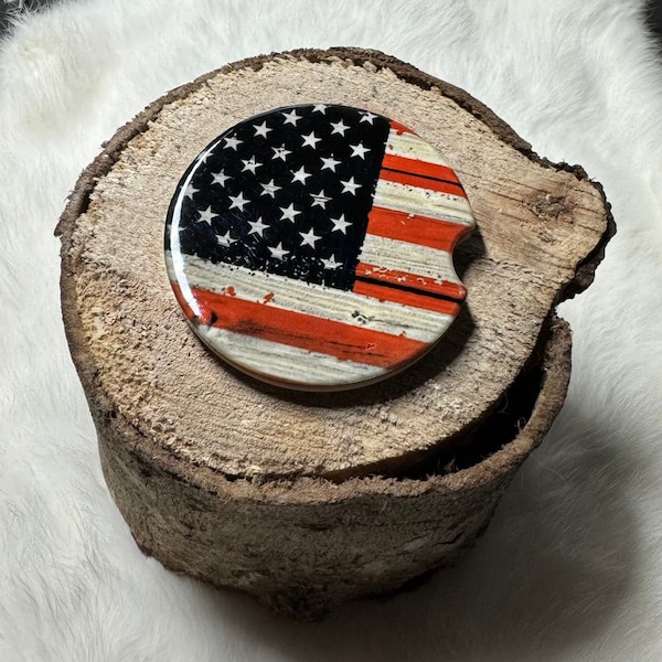 American Flag Ceramic Car Coaster (Set of 2)