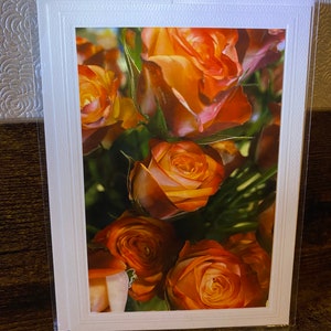 Cartolina fotografica floreale Bouquet di rose arancioni