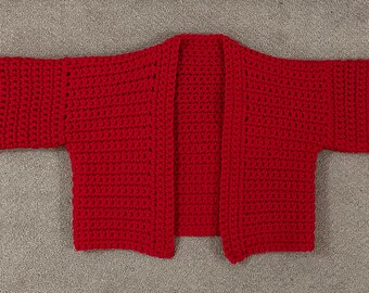 Cute Crochet Hand Knit Oversize Chunky Yarn 3D Flower Cropped Cardigan