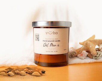 Del Mar Cera de soja natural Vela, Limón y océano perfumado, aromaterapia, Freshly