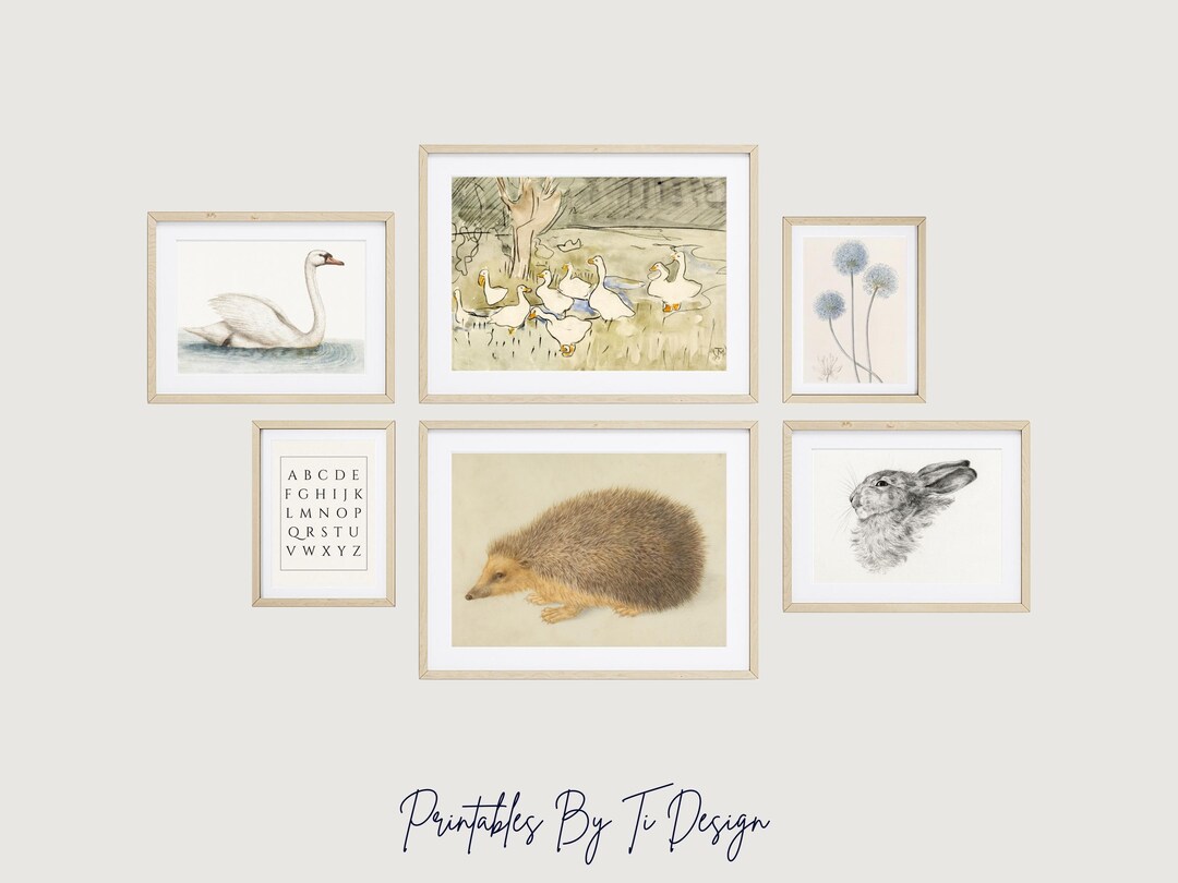 Neutral Nursery Wall Art - Woodland Animal Gallery Set of 6 (digital ...