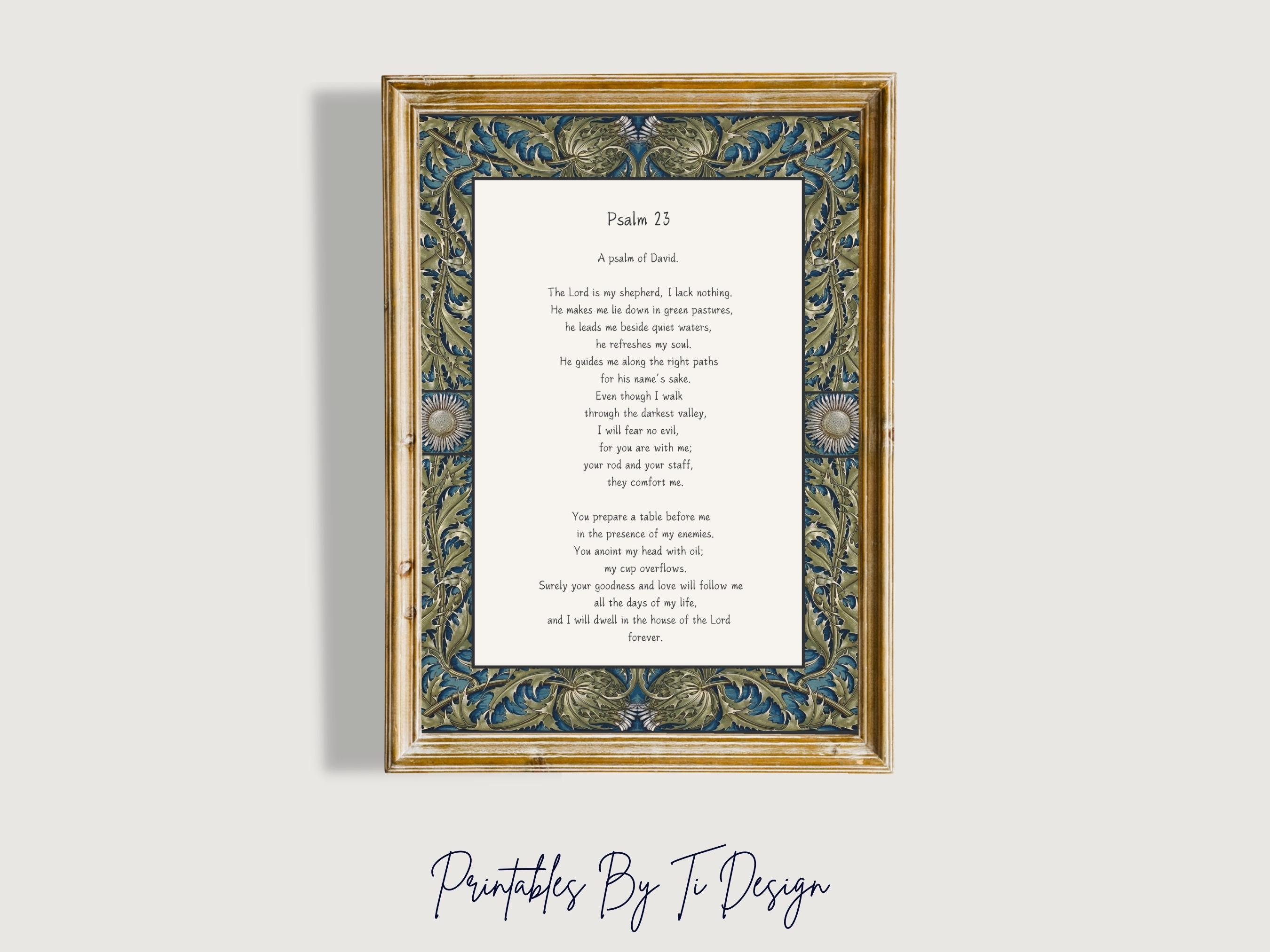 Printable Psalm 23 Scripture Art - Bible Verse With Elegant Vintage ...