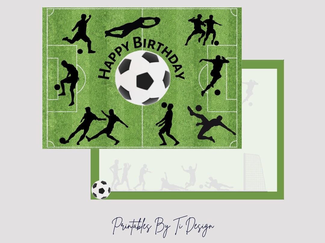 Soccer Birthday Card, Printable Football Birthday Card With Matching ...