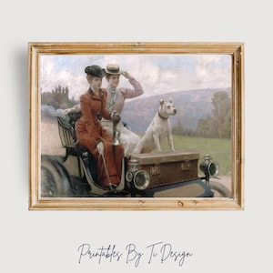 Afdrukbare muurkunst, vintage autorijden met 'Les Dames Goldsmith' van Julius Leblanc Stewart, vroege vrouwelijke chauffeurs in Frankrijk, DIGITALE DOWNLOAD