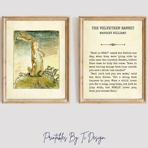 Velveteen Rabbit &quot;What is Real?&quot; Quote, Vintage Nursery Decor, Children&#39;s Book Art, Classic Literature by Margery Williams, DIGITAL DOWNLOAD