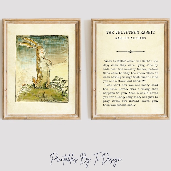 Velveteen Rabbit Quote, Vintage Nursery Décor, Children's Book Quote, Classic Literature, Margery Williams Book, Print, DIGITAL DOWNLOAD