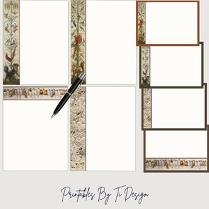 Conjunto de escritura de cartas imprimibles Vintage Birds con sobres a juego, papelería con ilustraciones de aves de 1700 y 1800, DESCARGA DIGITAL