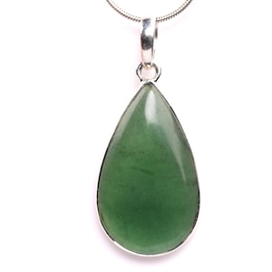 Natural Nephrite Jade Pendant - One of a Kind Handmade Gift - Sterling Silver Genuine Gemstone Necklace