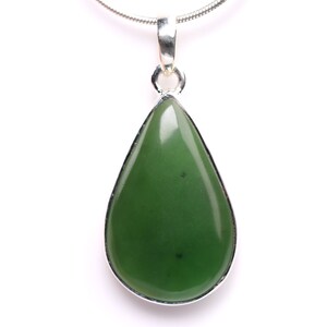 Natural Nephrite Jade Pendant - One of a Kind Handmade Gift - Sterling Silver Genuine Gemstone Necklace
