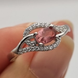 Natürlicher Pink Turmalin 925 Silber Ring, Größe: 6.5 / N, nur ein verfügbar! Fotos vom Ring!