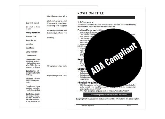 Printable Ada-compliant Offer Letter &amp; Job Description - Etsy