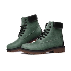 Prachtige groene custom vegan leren laarzen