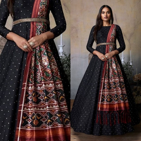 Buy Indian Latest Black Gown Online at Ethnic Plus at Best Price