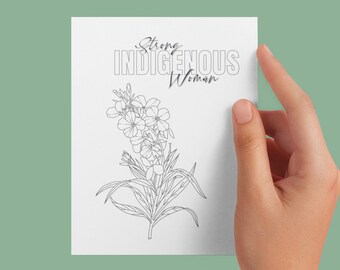 Indigenous Self-Love 5-Pack Greeting Cards, Feminine Floral Coloring Assorted Greeting Cards, Celebrate NDN Love, Indigenous Coloring Cards