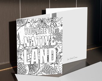 Indigenous Pride 5-Pack Greeting Cards, Botanical Coloring Assorted Greeting Card Set, Native Pride, Indigenous Floral Coloring Card Bundle