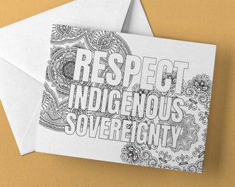 Indigenous Power 5-Pack Greeting Cards, Feminine Mandala Coloring Assorted Greeting Cards, Celebrate NDN Resilience, Native Coloring Pages