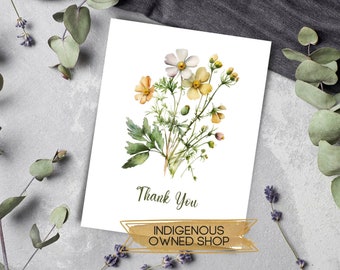 Vintage Wildflowers Thank You Cards, Botanical Greeting Cards, Bridal Shower Thank You, Baby Shower Thank You Notes, Botanical Floral Cards