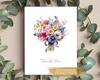 Cheerful Floral Bouquet Thank You Cards, Floral Blooms Greeting Cards, Bridal Shower Thank You Notes, Baby Shower Thank You Note Cards