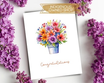 Colorful Floral Bouquet Congratulations Greeting Card Pack, Cheerful Floral Congrats Cards, Card for New Graduate, New Baby Congratulations