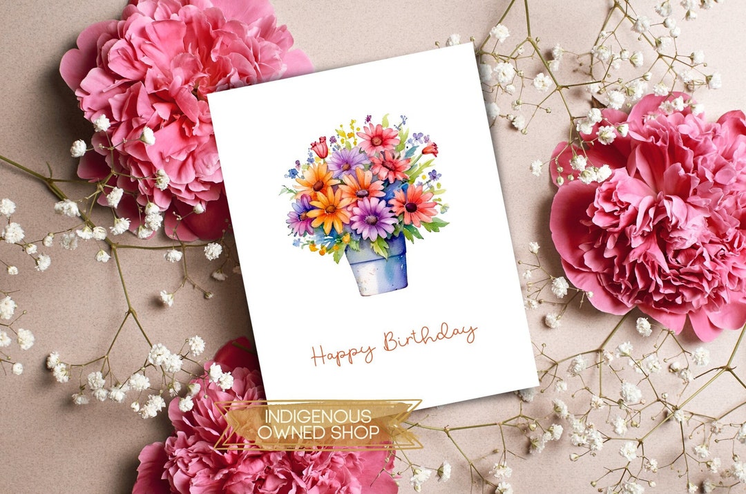 Floral Bouquet Happy Birthday Card Set, Assorted Botanical Cards - Etsy