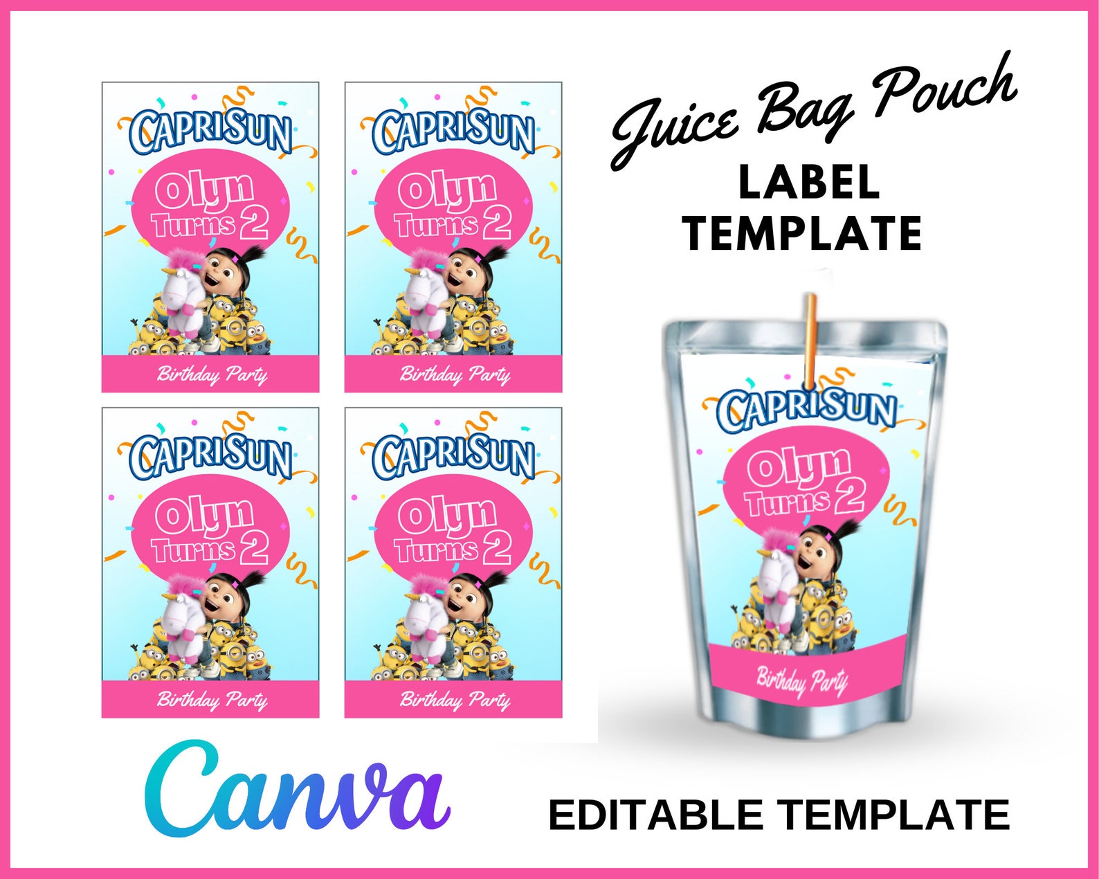 Caprisun Label Template Blank Caprisun Labels Template Canva Editable ...