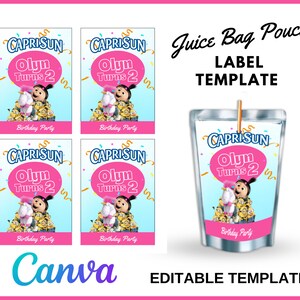 Caprisun Label Template | Blank Caprisun Labels Template  | Canva Editable Template | Digital Item Printable Minions Theme