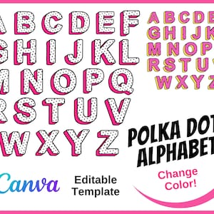 Tupfen-Alphabet für Canva User | Canve bearbeitbare Vorlage