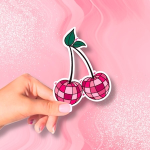 Disco Cherries Vinyl Sticker -Laptop Sticker, Waterbottle sticker, Waterproof Stickers, Vinyl Stickers, Cute Stickers, Holographic Stickers
