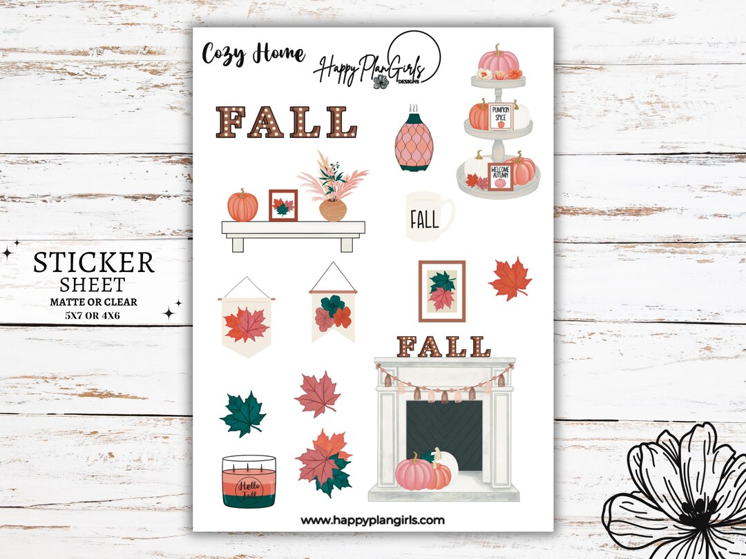 Autumn Fall Theme Sticker Sheet Cozy Home Decorative Planner Stickers ...