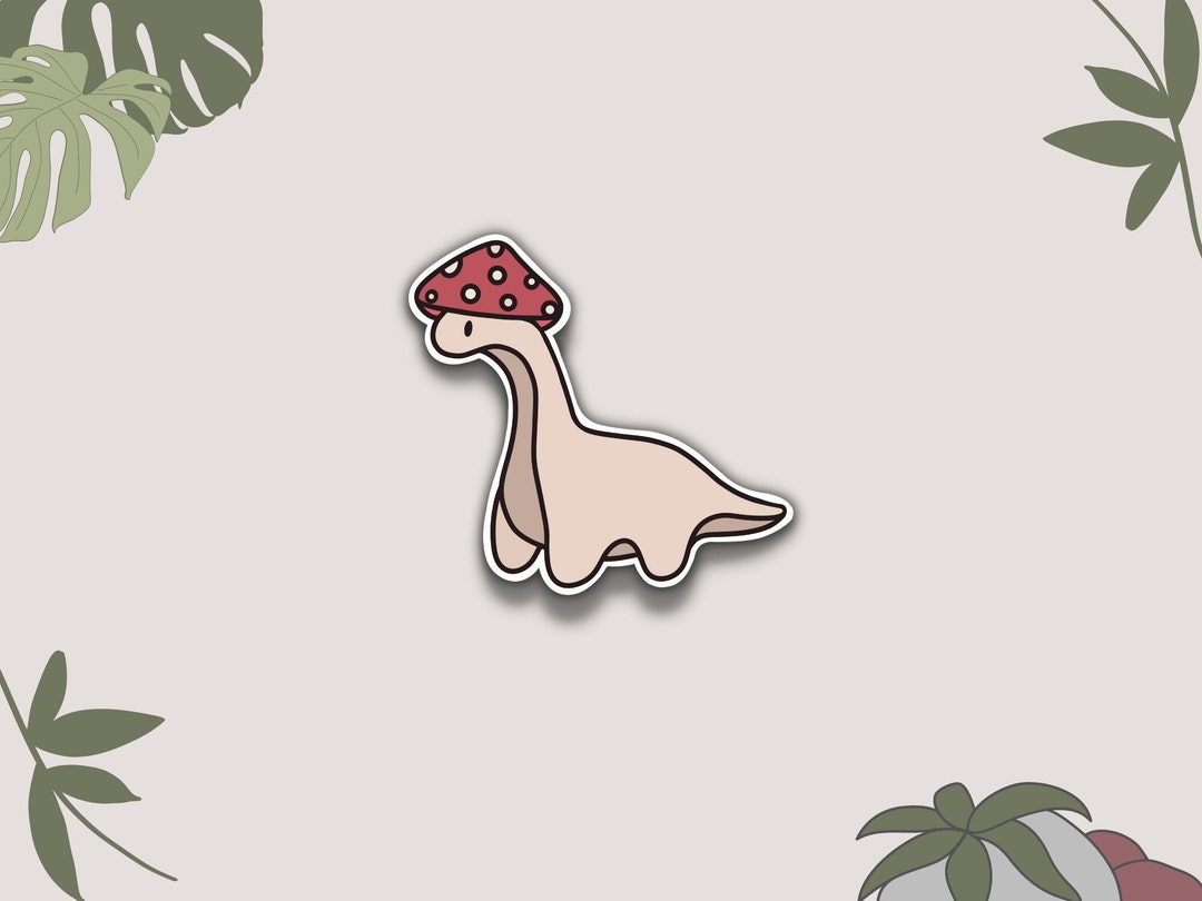 Cute Dinosaur Sticker Dino Mushroom Hat Dinosaur Vinyl Sticker Dino Decals Cute Vinyl Stickers