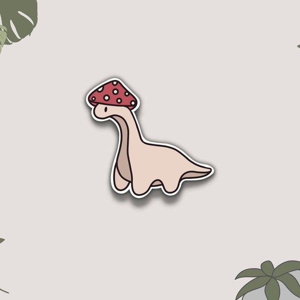 Cute Dinosaur Sticker | Dino Mushroom Hat | Dinosaur Vinyl Sticker | Dino Decals | Cute Vinyl Stickers | Vinyl Stickers | Die Cut Sticker