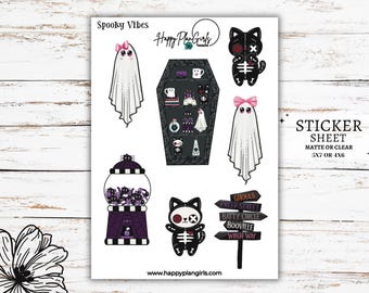 Sticker Sheet Halloween Planner Stickers Bullet Journal Cute Halloween Journaling Stickers Scrapbook Stickers Spooky Ghost Stickers