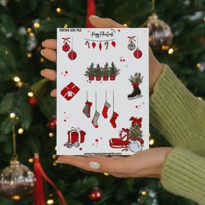 Journal Sticker Sheet | Planner Stickers Sheet, Christmas Stickers, Winter Stickers, Holiday Stickers Sheet, Scrapbook Stickers