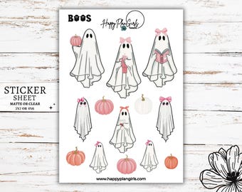 Sticker Sheet Halloween Planner Stickers Bullet Journal Cute Halloween Journaling Stickers Scrapbook Stickers Coquette Ghost Stickers