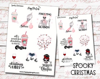 Spooky Christmas Sticker Sheet | Planner Stickers Sheet, Christmas Journaling Stickers, Holiday Stickers